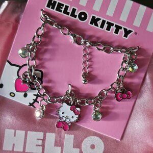 Bundle 3 HK Items for $10: Hello Kitty Silver Bracelet w/Heart, Bow, Crystals